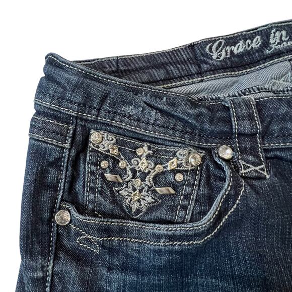 Grace in LA Jeans Size 13/30 Embellished Bootcut Rhinestone Pockets FLAW - Picture 14 of 15